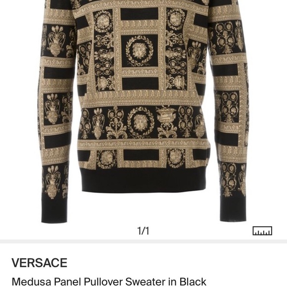 ISO Versace Medusa Panel Mens Pullover Sweater XL - Picture 3 of 3
